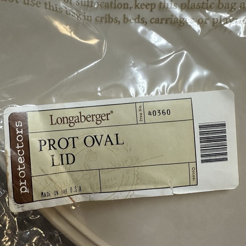 Longaberger Plastic Oval Gathering Lid (Lid Only) Item 40360 NEW Sealed